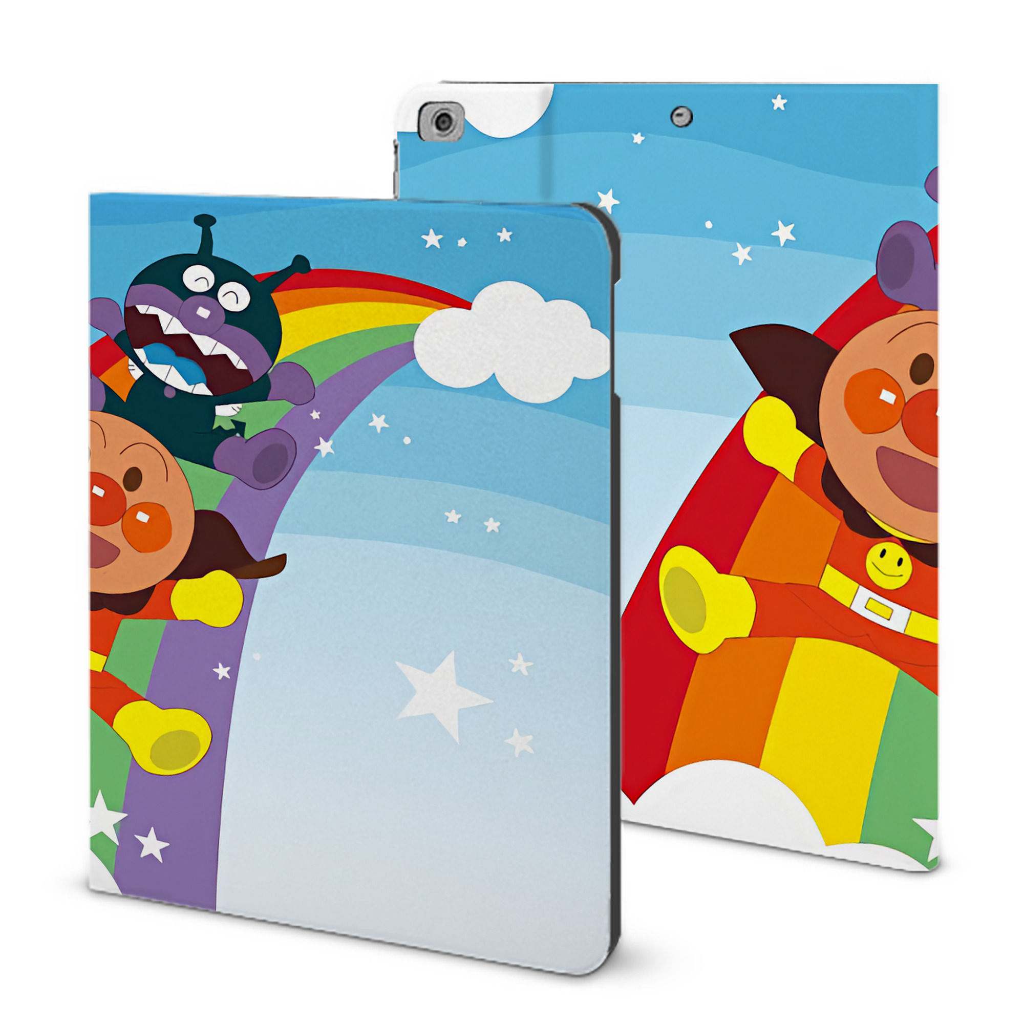 （画像用） アンパンマン Anpanman IPad ケース ブック型 PUレザー TPU 耐衝撃 軽量 薄型 ペン収納なし 全面保護 IPad 各モデル対応